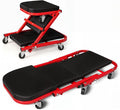 Magshion 36" Triplex Folding Creeper 2-in-1 Garage Foldable Creeper and Seat, Low Profile Mechanic Creeper with 6 Caster Wheels - 330 lbs Capacity (Red)
