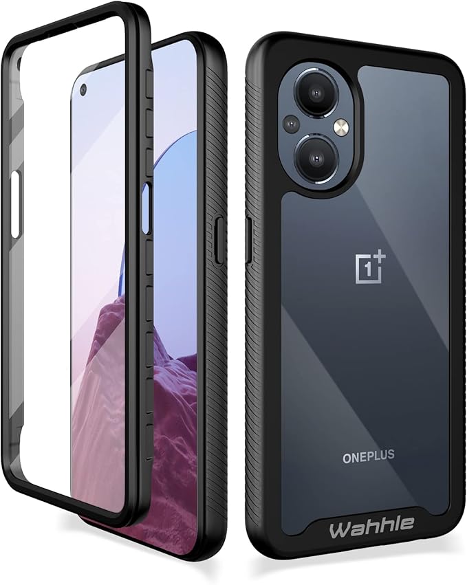 wahhle Oneplus Nord N20 5G Case, Built in Screen Protector Full Body Shockproof Slim Fit Bumper Protective Phone Cover for 1+ Nord N20 5G Men Women-Black/Clear