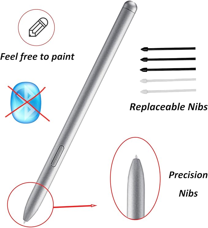 Galaxy Tab S10 Ultra S Pen for Samsung Galaxy Tab S10+/S10 Lite,Tab S10 Ultra Stylus Pen Replacement for Galaxy Tab S10 Ultra/S10 Plus/S10 Lite All Versions S Pen with Nibs(Silver)