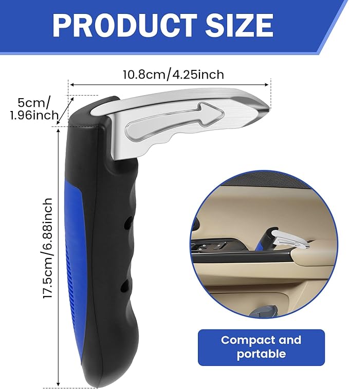 2 Pack Car Handle Assist for Elderly, Car Door Handle with Anti-Slip Grip, Portable Auto Cane 3-in-1 Vehicle Support Handle for Elderly, Handicap, Seniors (Blue)
