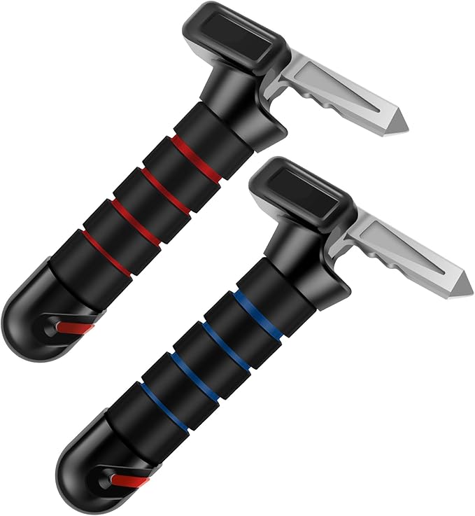 1/2 Pcs Car Handle Cane Stainless Steel Car Door Handle for Elderly Multifunctional Car Handle Assist Portable Car Door Latch Handle for Seniors and Handicapped QUZHEMA_US(Blue -red)