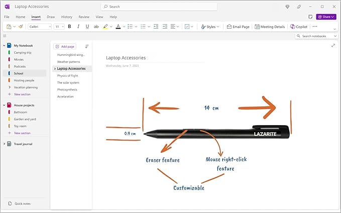 LAZARITE M Pen Black, Active Stylus for Microsoft Surface, Lenovo Yoga 7i/9i, Flex 5, Hp Envy x360/Pavilion x360/Spectre x360, 4096 Pressure Sensitivity, Palm Rejection, Tilt Support
