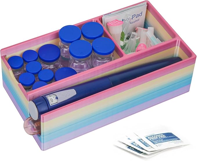 Insulin & Peptide Storage Case, Heavy Duty Peptide Case Suitable for Fridge and Freezer, Vial Holder for Peptides & Diabetic Supplies(Random Color)