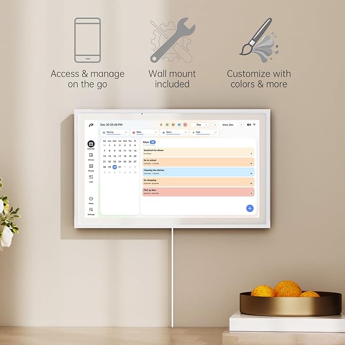 Digital Calendar, 15.6 inch Wall Planner & Chore Chart, Rechargeable Full HD Touchscreen Display, Portable Smart Family Organizer, Event Planner, Desk and Wall mountable, Perfect for Family Schedules - No Subscription (Free Magic Import)