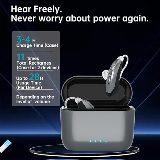 16-Channel OTC Hearing Aids for Seniors & Adults – Rechargeable, Wireless, Comfort-Fit Design with Advanced Noise Cancellation for Clear Sound