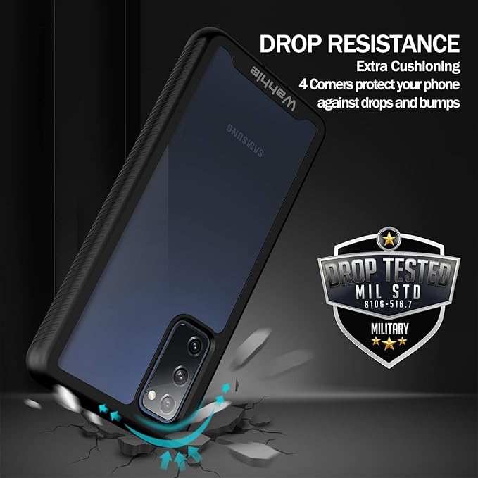wahhle Compatible with Samsung Galaxy S20 FE 5G Case, Built in Screen Protector Full Body Shockproof Slim Fit Bumper Protective Phone Cover for Samsung S20 FE 5G Men Women-Black/Clear