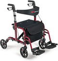 GOPLUS 2 in 1 Rollator Walkers for Seniors, Folding Rollator Walker with Seat, 8-inch Wheel Medical Drive Walker Wheelchair Combo with Backrest, Adjustable Handle for Adults, Aluminium Frame