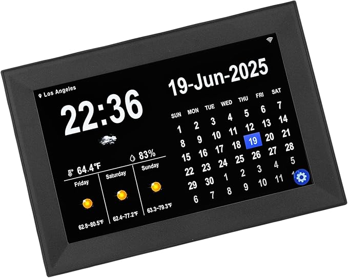 Focket Digital Clock with Date and Day, 10.1 Inch Large Display Touchscreen Calendar Clock 64 Alarms 64 Reminders, Dementia with Temperature Humidity for Elderly Seniors (US Plug)