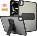 Dteck for iPad Pro 11-inch (M4/M5) 2024/2025 Release Thin Clear Case with Foldable Kickstand, Slim Fit and Lightweight, Scratch Resistant Protective Simple Transparent Tablet Back Cover Shell, Black