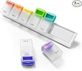 Fridge Magnetic Weekly Pill Organizer, Easy Open Daily Reminder Waterproof Pill Box for Vitamins, Travel & Daily Use (White)
