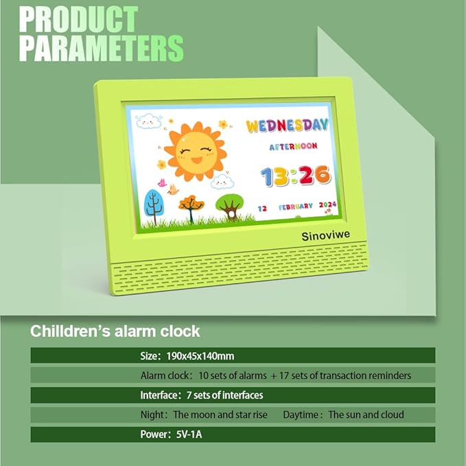 Digital Alarm Clock with 7'' HD Screen, Calendar Function,It is Perfect for Kids Aged 3-18 Years Old with Remote Control and Custom Reminder Function for Birthdays