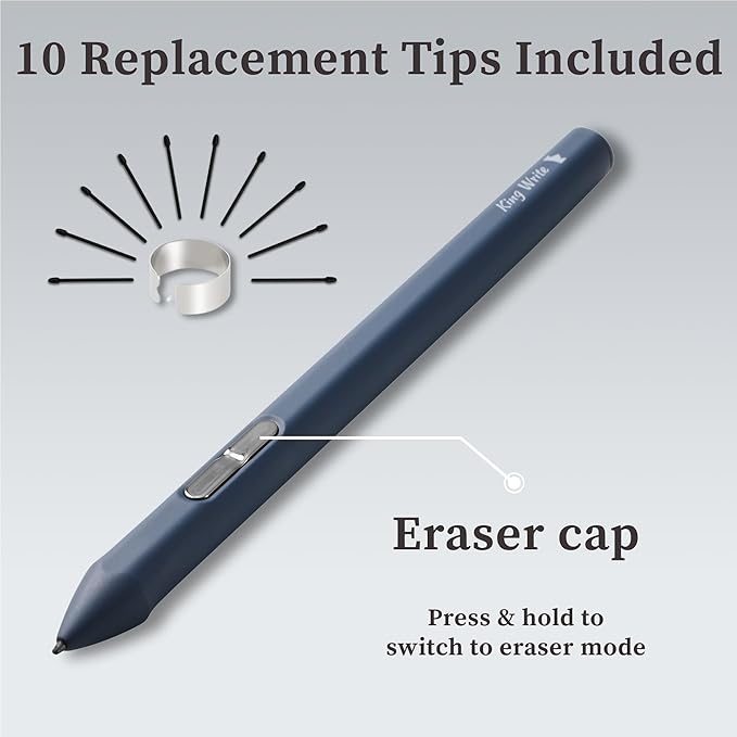 SY05 EMR Stylus Pen for Kindle Scribe & Remarkable 2, 4096 Pressure, Digital Eraser, Battery-Free, Magnetic Attach, 10 Replacement Tips (Black)