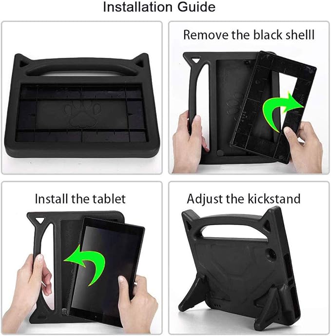 Case for Amazon Fire HD 10 Tablet 10.1" Inch Display (13th Generation, 2023 Released) - Lightweight Shockproof Kickstand Handle Kids Cover Case + 1 Screen Protector and 1 Stylus (Black)
