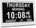 11.5 Inch Extra Large Digital Talking Clock with 27 Alarms, Auto DST, Talking Time, 20 Custom Reminders, 10-Level Auto Dimmer, Day Date Calendar Clock for Seniors Dementia Alzheimers, with Remote
