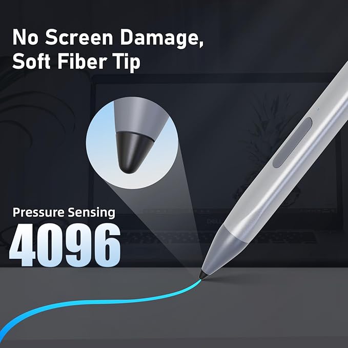 Stylus Pen for HP Envy X360 Pavilion X360 Specter X360 Spectre X2 Envy X2 Rechargeable MPP 2.0 Tilt Active Pen with 4096 Pressure Sensitivity, Palm Rejection, Triangular Pen Body Design, Silver