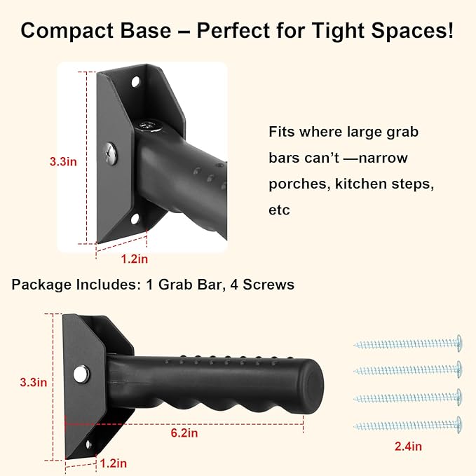 2Pcs Doorway Assist Handle Flip Up Grab Bar for Seniors & Mobility-Impaired Users, Providing Support & Balance, Non-Slip 300 LBS Capacity, Small Grab Handle for Steps/Stairs/Doorways