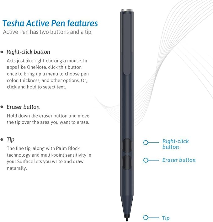 Stylus Pen for ASUS Touchscreen Devices, Active Digital Pen with Ultra-Fine Tip, 1024 Pressure Sensitivity, Palm Rejection for Precision Drawing and Writing