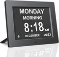 Johnziny 8 Inch Digital Calendar Day Clocks for Seniors-8 Alarms, Auto-Dim, Digital Clock Large Display Date and Day,Dementia Clocks for Seniors,Electronic Calendar with Large Number Black
