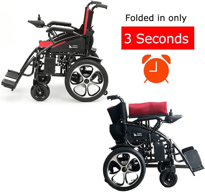Artemis All Terrain Electric Wheelchair Heavy Duty, Foldable Electric Wheelchairs for Adults, Power Wheelchairs for Seniors (Red)