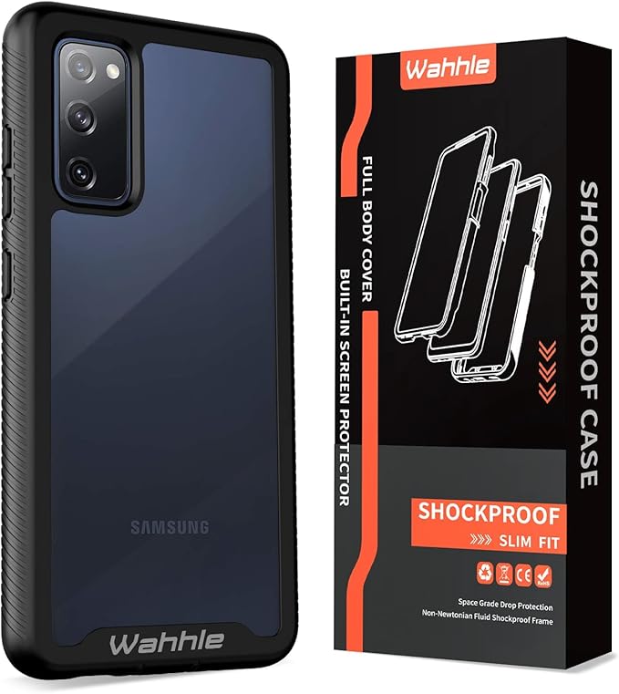wahhle Compatible with Samsung Galaxy S20 FE 5G Case, Built in Screen Protector Full Body Shockproof Slim Fit Bumper Protective Phone Cover for Samsung S20 FE 5G Men Women-Black/Clear