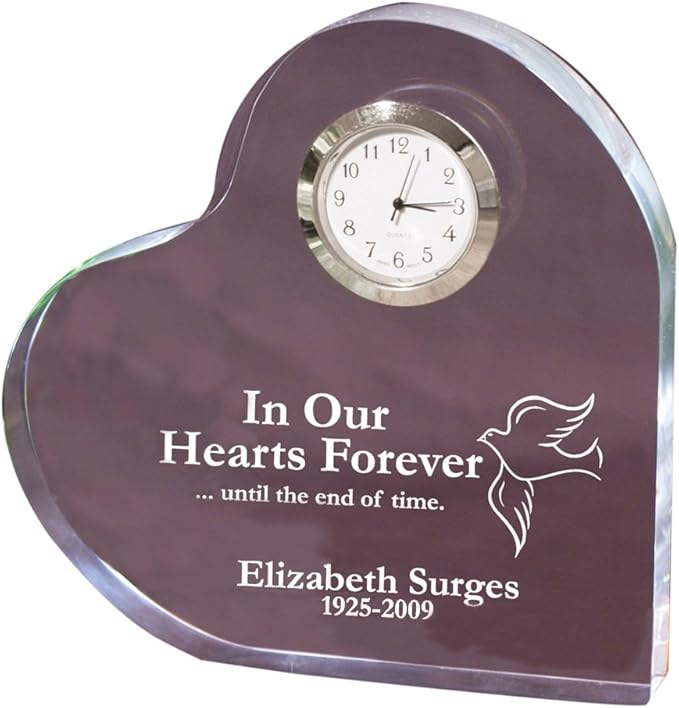 GiftsForYouNow in Our Hearts Forever Personalized Memorial Heart Keepsake Clock, 5” x 5”