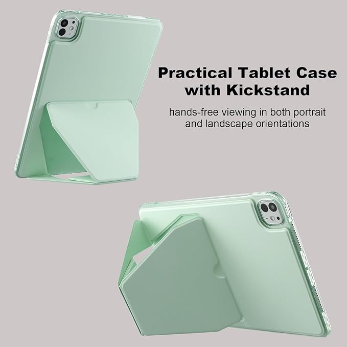 Dteck for Apple iPad Pro 11-inch (M4/M5) 2024/2025 Release Slim PU Leather Case with Stand Function, Easy to Charge Pencil, Lightweight Protective Stylish Cute Thin Tablet Back Cover Shell, Green