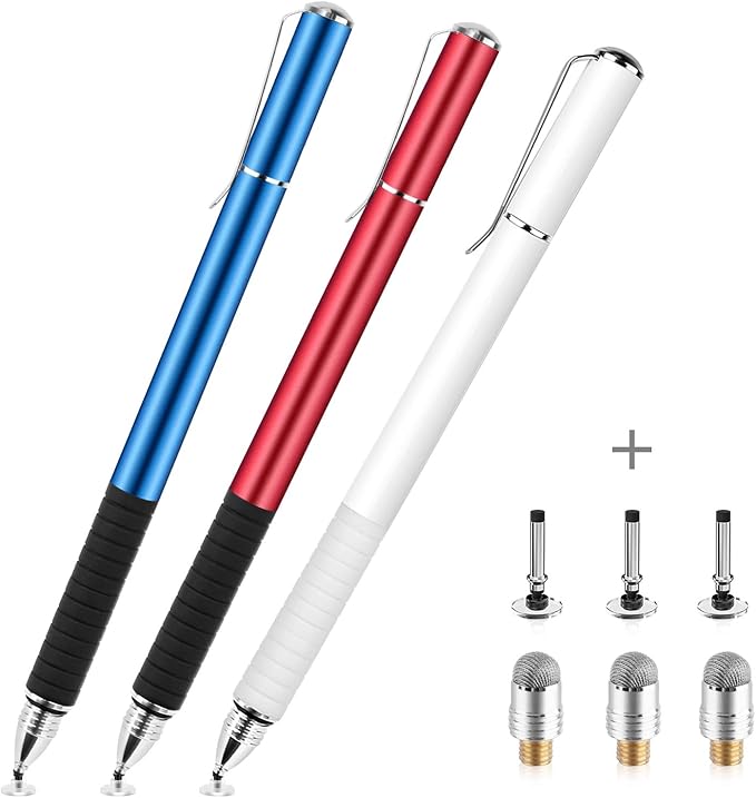 3 Stylus Pens for Touch Screens, Capacitive Pen High Sensitivity & Fine Point, Universal Stylus with Clear Disc for iPhone X/8/8plus iPad/iPad Pro/iPad Mini and All Capacitive Touch Screens