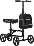 Economy Knee Scooter Steerable Knee Walker for Foot Injuries Compact Crutch Alternative with Dual Braking System (Black)