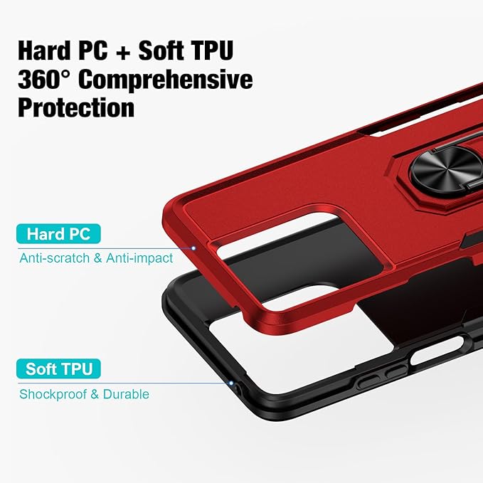 for Motorola Moto G Power 2026/2025 Case [15 FT Military Grade Drop Protection] with 2X Tempered Glass Screen Protector, Heavy-Duty Shockproof Kickstand Case Red