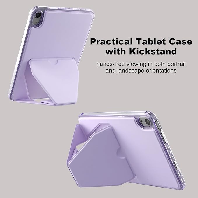 Dteck for iPad mini (A17 Pro), Mini 6 (6th Generation) 8.3" Slim Case with Kickstand/2 Screen Protector Films/Stylus, Ultra Thin Lightweight Solid Color PU Leather Protective Back Cover Shell, Purple