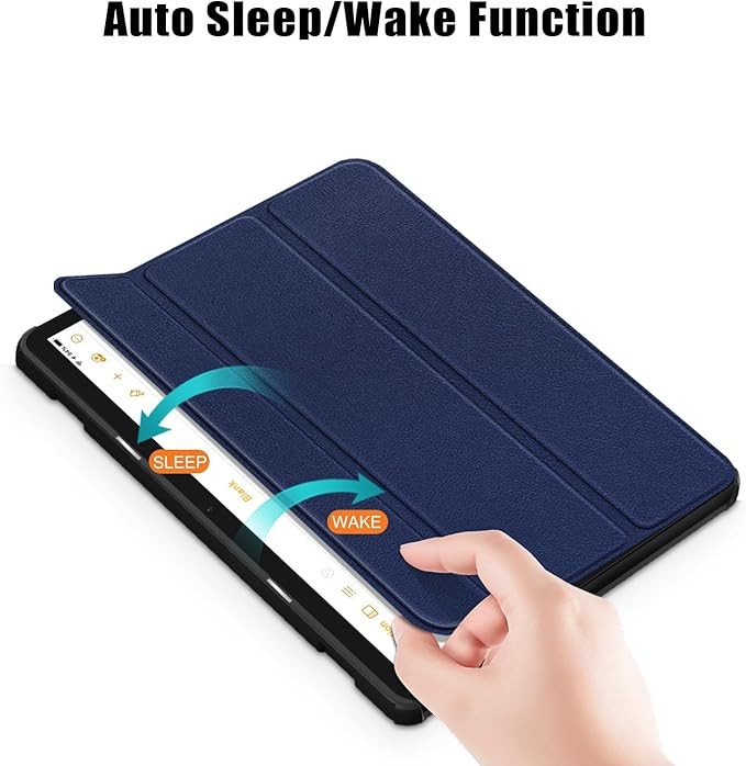 Case for Amazon Fire HD 10 Tablet 10.1" Inch Display (13th Generation, 2023 Released) - Lightweight Tri-fold Stand Cover Case + 1 Screen Protector and 1 Stylus (Navy Blue)