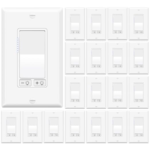 20-Pack LED Dimmer Switch Single Pole 3-Way 300W LED 600W Halogen ETL Certified White