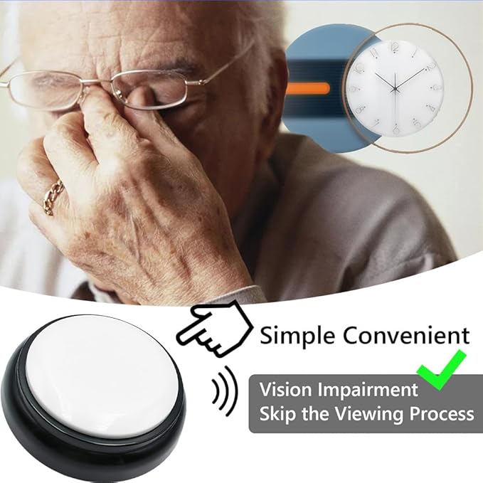 Large Talking Button Clock, Talking Alarm Clock Tells Time, Day and Date, Talking Alarm Clock with Volume Control, Alarm Gift for Clock for Mother,Father,Seniors,Elderly,Blind People