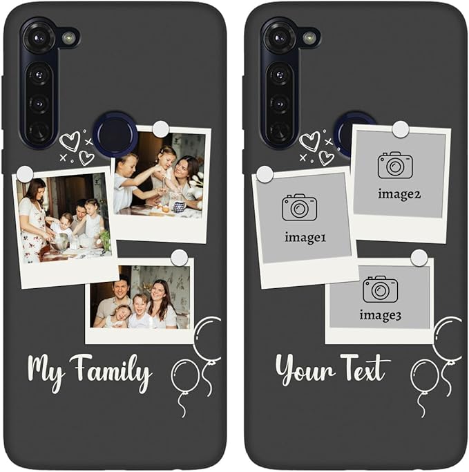 Styletify Custom Multi Photos Case for Motorola Moto G Pro - 6.4 inch, Personalized Gift for Men Women, Customized Collage Text Picture Phone Cover, Soft Rubber Shockproof Protective Case, Black