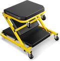 Auto Dynasty 36" Z-Creeper Seat, 2-in-1 Foldable Garage Creeper Shop Seat, 330 LBS Capacity Automotive Mechanic Repair Under Car Rolling Creeper Seat, Yellow