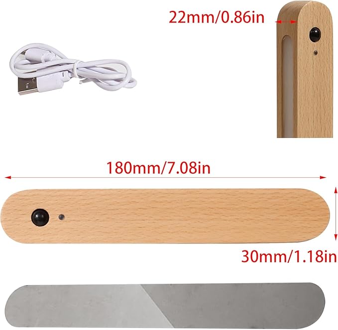 2 Pcs LED Motion Sensor Night Light Battery Operated Wall Light-USB Rechargeable Magnetic Light with Warm White Light for Room Bathroom Cabinet Closet Hallway Comes