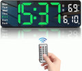 JoFomp Digital Wall Clock - 13" Large LED Display, Loud Alarm, Remote Control, DST, Auto-Dimming, Date and Day, Timer, Temperature - 12/24H Format - Ideal for Living Room, Bedroom, Kitchen