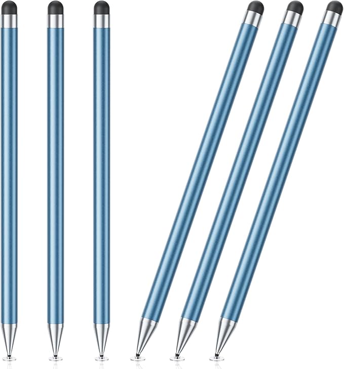 Stylus Pen for Touchscreen, 6 PCS Stylus 2-in-1 High Precision and Sensitivity, Suitable for iPad/iPhone/Samsung/Android Smartphone and Tablets, Compatible with Capacitive Touch Screen (Blue)