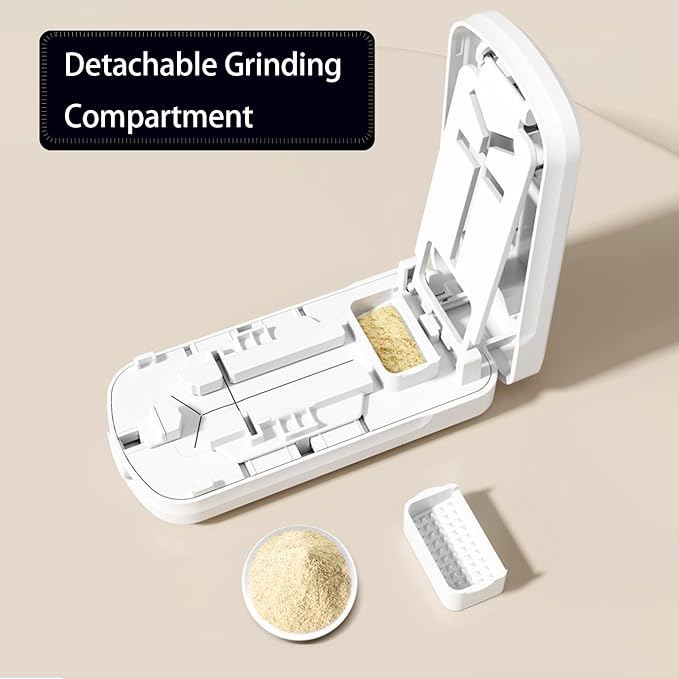 Portable Dual-Blade Pill Cutter and Crusher with Silicone Grip and Safety Lock