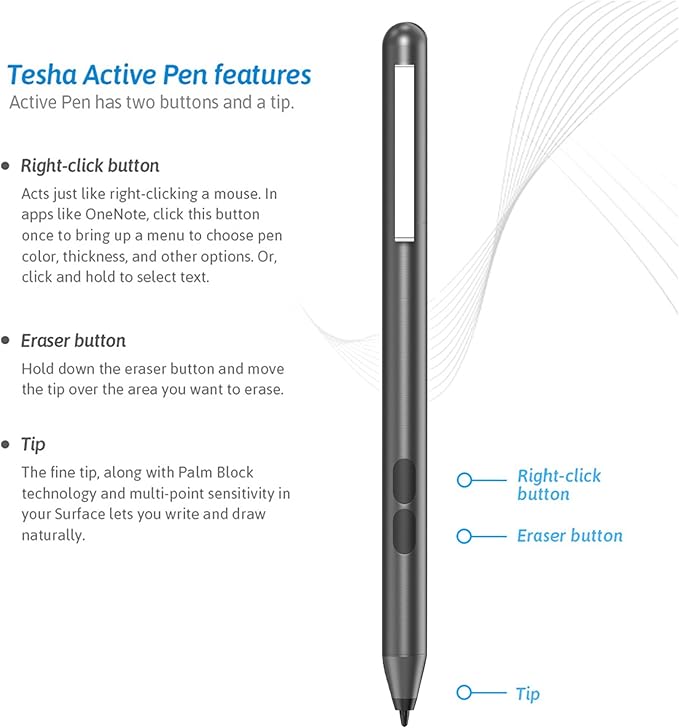 Stylus Pen for ASUS Touchscreen Devices, Active Digital Pen with Ultra-Fine Tip, 1024 Pressure Sensitivity, Palm Rejection for Precision Drawing and Writing