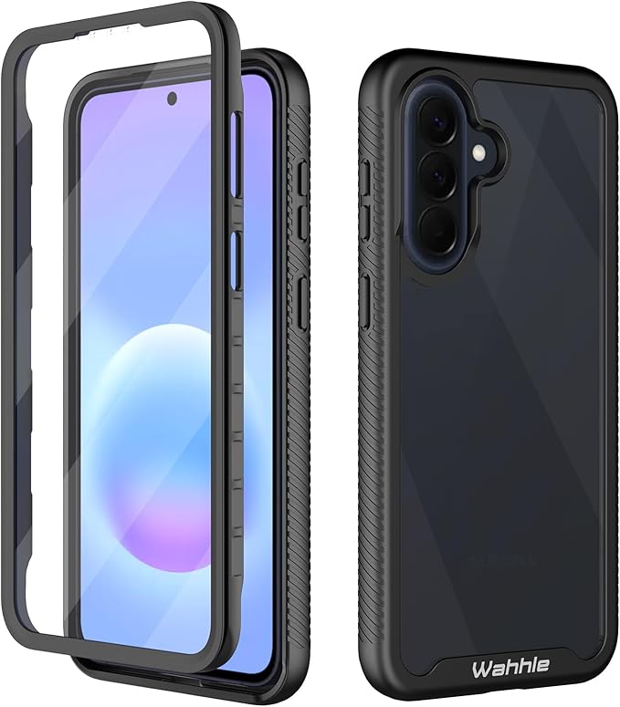 wahhle Compatible with Samsung Galaxy A57 5G Case, Built-in Screen Protector Full Body Shockproof Slim Fit Bumper Protective Phone Cover for Men Women - Black/Clear