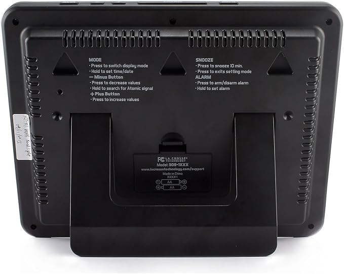 La Crosse Technology C86279 Atomic Full Calendar Clock with Extra Large Digits, Grey, 11.25 in. x 2.10 in. x 12.00 in.