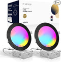 2 Pack Black Smart Recessed Lighting 6 Inch, Ultra-Thin 6 Inch LED Recessed Lights12W 1200LM Smart Downlight with Junction Box, Compatible with Alexa/Google Assistant and Siri - ETL and Energy Star