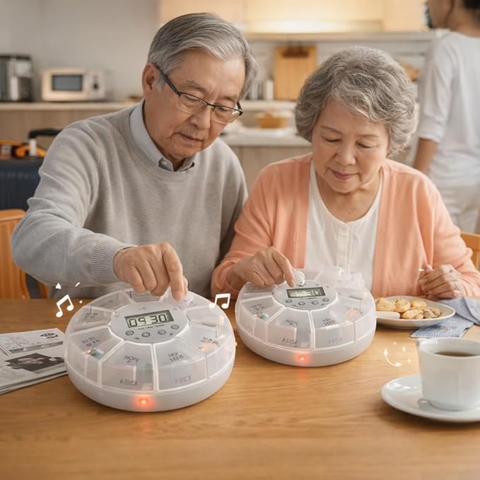 Case with Alarm, Weekly Medicines Setting Up Voice Reminders with Recording Playback Function 7 Day Medication Times Dispenser The Elderly Blind Person