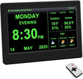 Digtial Calendar Clock with Day and Date Alarm Clock with Weather Temperature Humidify Dementia Alzheimers Elderly Auto Dimmable 8 Alarm Options (Black,7in Weather Clock)