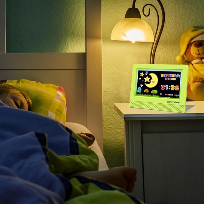 Digital Alarm Clock with 7'' HD Screen, Calendar Function,It is Perfect for Kids Aged 3-18 Years Old with Remote Control and Custom Reminder Function for Birthdays