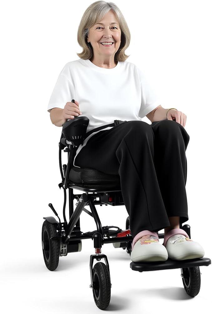 Foldable Electric Wheelchair for Adults with Dual 250W Motors,12 Miles Travel Range & All-Terrain Tires,33Lbs Ultra Lightweight Power Wheelchair Airline Approved for Seniors Support 220Lbs (Black)