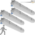 2FT LED Vapor Tight Light, Tri-Level Motion Sensor, IP65 IK08, 10W(1250lm)/20W(2500lm), 5000K, 100-277V, Dimmable, Outdoor Waterproof Shop Light, Vapor Proof Lighting Fixture for Carport, FCC, 4-Pack