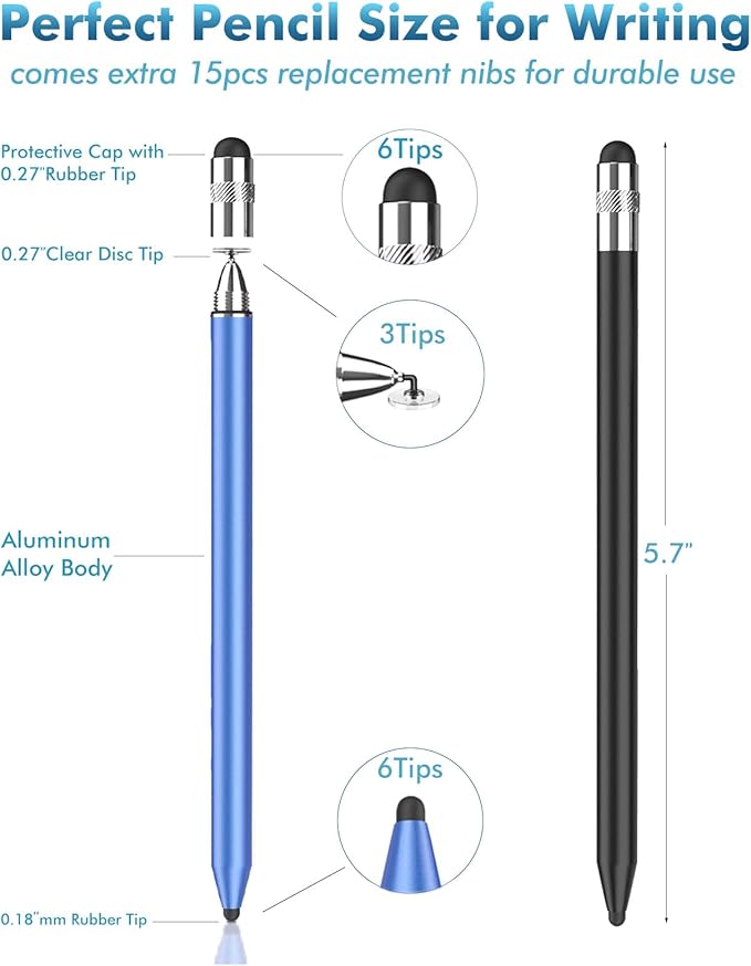 Stylus Pen for Touchscreen, 3-in-1 Rubber Disc Stylus, High Sensitivity and Precision, Universal Stylus Pen Compatible for Ipad,iPhone Android Kindle All Capacitive Tablets
