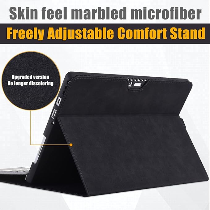 Case for Surface Pro 7 Plus/Pro 7 / Pro 6 / Pro 5 / Pro 4 with Stylus Holder, Multiple Angle Polyester Slim Lightweight Cover, Compatible with Type Cover Keyboard